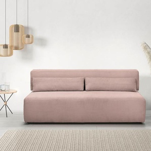 Schlafsofa INOSIGN Donka Dauerschläfer-geeignet, belastbar bis 270 kg incl. Bettkasten Sofas Gr. B/T: 200 cm x 108 cm, Cord, ohne Armlehnen, rosa (rosé) Einzelsofas ohne Armlehnen, Breite 200 cm, auch in Cord, Tonnentaschen-Federkern