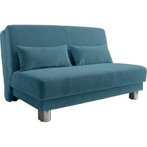 Schlafsofa INOSIGN Gina, blau (petrol), B:140cm H:86cm T:195cm, Sofas, mit einem Handgriff vom Sofa zum Bett