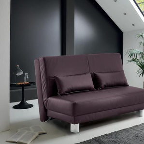 Schlafsofa INOSIGN Gina, braun, B:140cm T:195cm, 100% PU, Sofas, mit einem Handgriff vom Sofa zum Bett