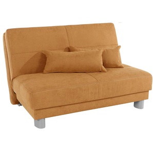 Schlafsofa INOSIGN Gina Sofas Gr. B/H/T: 120 cm x 86 cm x 195 cm, Chenille, orange (mango) Einzelsofas mit einem Handgriff vom Sofa zum Bett