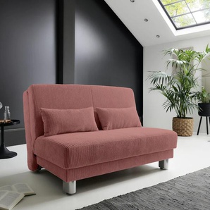 Schlafsofa INOSIGN Gina, orange (terrakotta), B:120cm H:86cm T:195cm, Sofas, mit einem Handgriff vom Sofa zum Bett