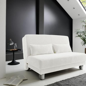 Schlafsofa INOSIGN Gina Sofas Gr. B/H/T: 120cm x 86cm x 195cm, Cord, weiß mit einem Handgriff vom Sofa zum Bett