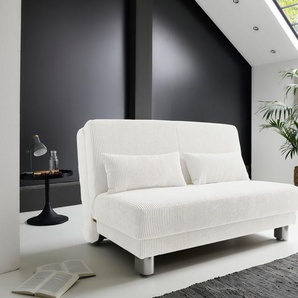 Schlafsofa INOSIGN Gina Sofas Gr. B/H/T: 80cm x 86cm x 195cm, Cord, weiß mit einem Handgriff vom Sofa zum Bett