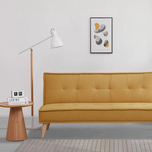 Schlafsofa INOSIGN MENDOTA, 181 cm, 3-Sitzer mit Schlaffunktion, gelb (senfgelb), B:181cm H:84cm T:84cm, 100% Polyester, Sofas, verstellbarer Rückenlehne, Klappmechanismus