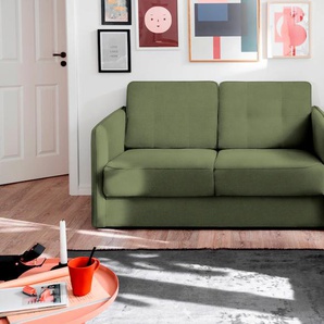 Schlafsofa INOSIGN Milano Sofas Gr. B/H/T: 147cm x 89cm x 87cm, Struktur fein, 2-Sitzer mit zwei einzeln ausziehbaren Liegefunktionen, grün zwei einzeln ausziehbare Liegefunktionen