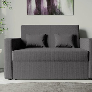 Schlafsofa INOSIGN Ravena, Breite 146 cm, mit Bettfunktion Sofas Gr. B/H/T: 146cm x 86cm x 94cm, Cord, grau (dark grey) kompaktes 2-Sitzer Sofa, Webstoff, Cord