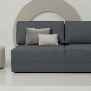 Schlafsofa INOSIGN Simonton 3-Sitzer, Breite 202 cm, grau (anthrazit), B:202cm H:86cm T:102cm, 100% Polyester, Sofas, Liegefläche 202x146 cm, inkl. Bettkasten, weicher Struktur-Stoff