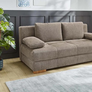 Schlafsofa JOCKENHÖFER GRUPPE Calli, als Dauerschläfer geeignet Sofas Gr. B/T: 205cm x 110cm, Struktur, braun (hellbraun) mit Tonnentaschenfederkern+Wellenfederung im Sitz+Rücken, Bettkasten