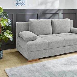 Schlafsofa JOCKENHÖFER GRUPPE Calli, als Dauerschläfer geeignet Sofas Gr. B/T: 205cm x 110cm, Struktur, grau (hellgrau) mit Tonnentaschenfederkern+Wellenfederung im Sitz+Rücken, Bettkasten