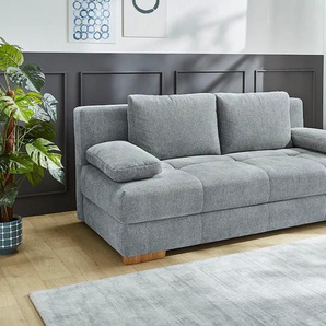 Schlafsofa JOCKENHÖFER GRUPPE Calli, als Dauerschläfer geeignet, grau, B:205cm T:110cm, Korpus: 95% Polyester, 5% Nylon, Kissen: 45% Polyacryl, 24% Viscose, 19% Polyester, Sofas, mit Tonnentaschenfederkern+Wellenfederung im Sitz+Rücken, Bettkasten,