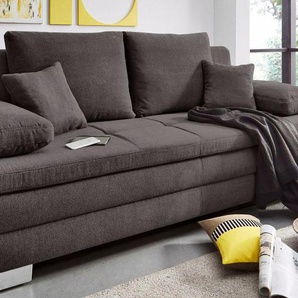 Schlafsofa JOCKENHÖFER GRUPPE Lindau Sofas Gr. B/H/T: 203 cm x 85 cm x 106 cm, Lu x us-Microfaser, grau (dunkelgrau) Einzelsofas inklusive Bettkasten und loser Kissen,mit Kaltschaumtopper