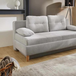 Schlafsofa JOCKENHÖFER GRUPPE Maja, Dauerschlafsofa Sofas Gr. B/T: 207cm x 110cm, Cord, grau (hellgrau) Wende-Federkernmatratze, Liegefläche 160x200 cm, Bettkasten