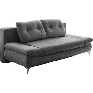 Schlafsofa JOCKENHÖFER GRUPPE Mats, grau (dunkelgrau), B:200cm H:92cm T:100cm, Microfaser (92% Polyester, 8% Nylon), Sofas, mit verstellbaren Armlehnen, Bettfunktion und Bettkasten