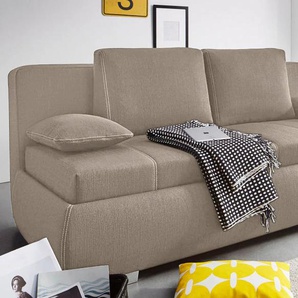 Schlafsofa JOCKENHÖFER GRUPPE Memphis Sofas Gr. B/H/T: 210cm x 91cm x 112cm, Struktur fein, braun (cappuccino) inklusive Bettkasten und loser Kissen