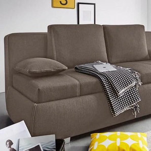 Schlafsofa JOCKENHÖFER GRUPPE Memphis, braun (hellbraun), B:210cm H:91cm T:112cm, Struktur fein (100% Polyester), Sofas, inklusive Bettkasten und loser Kissen