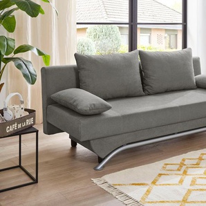 Schlafsofa JOCKENHÖFER GRUPPE Nancy, grau (dunkelgrau), B:190cm H:81cm T:81cm, Luxus-Microfaser ALCATOP (100% Polyester), Kunstleder SOFTLUX, Zierkissen (100% Polyester), Sofas, inklusive Bettfunktion und Bettkasten, inklusive lose Rückenkissen