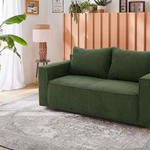 Schlafsofa JOCKENHÖFER GRUPPE Ron Sofas Gr. B/T: 185cm x 88cm, Cord, grün Platzsparendes Sofa mit Gästebettfunktion, Federkernpolsterung