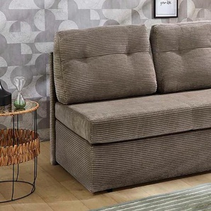 Schlafsofa JOCKENHÖFER GRUPPE Torben Sofas Gr. B/T: 130 cm x 85 cm, Cord, grau (taupe) Einzelsofas Platzsparendes Sofa mit Gästebettfunktion und Stauraum