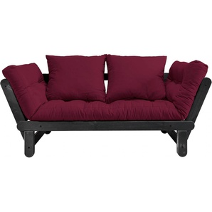 Schlafsofa KARUP DESIGN Beat, bunt (bordeauxrot), Gestell: schwarz, Sofas, inkl. Futonmatratze