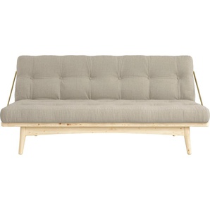 Schlafsofa KARUP DESIGN Folk, beige (leinen), B:190cm H:90cm T:130cm, 50% linen and 50% cotton, Sofas, aus massiven Kiefernholz, inkl. Futonmatratze