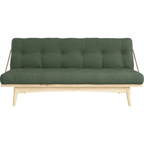 Schlafsofa KARUP DESIGN Folk, grün (olivgrün), B:190cm H:90cm T:130cm, 80% Baumwolle + 20% polyester, Sofas, aus massiven Kiefernholz, inkl. Futonmatratze