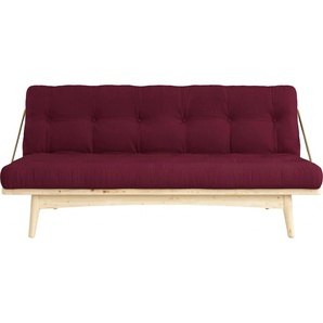 Schlafsofa KARUP DESIGN Folk Sofas Gr. B/H/T: 190cm x 90cm x 130cm, Gestell: Natur, rot (bordeaux) aus massiven Kiefernholz, inkl. Futonmatratze