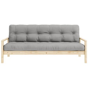 Schlafsofa KARUP DESIGN KNOB, grau, B:205cm H:79cm T:95cm, Matratzenmaterialzusammensetzung: Futonmatratze mit Knopfheftung, Höhe 14 cm, aus recyceleten Mischfasern mit einem Kern aus 4 cm Schaumstoff. Matratzenfüllung: Baumwoll-Mix-Füllung 90-95%