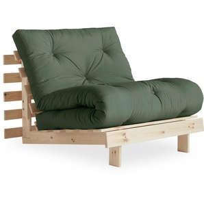 Schlafsofa KARUP DESIGN Roots Sofas Gr. B: 90cm, Gestell natur, grün (olivgrün) inkl. Futonmatratze, Liegefläche 90x200 cm