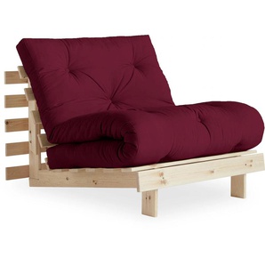 Schlafsofa KARUP DESIGN Roots Sofas Gr. B: 90cm, Gestell natur, rot (bordeaux) inkl. Futonmatratze, Liegefläche 90x200 cm