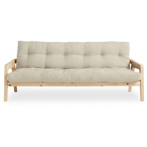 Schlafsofa KARUP DESIGN Sofas Gr. B/H/T: 204 cm x 40 cm x 90 cm, Gestell: Natur, beige Einzelsofas Mit Holzstruktur, inkl. Futonmatratze, Liegefläche 130x190 cm