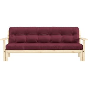 Schlafsofa KARUP DESIGN Unwind, rot (bordeaux), B:190cm H:14cm T:92cm, Sofas, Mit Holzstruktur, inkl. Futonmatratze, Liegefläche 130x190 cm