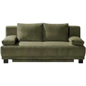 Schlafsofa aus Cord Luna ¦ grün ¦ Maße (cm): B: 200 H: 89 T: 96