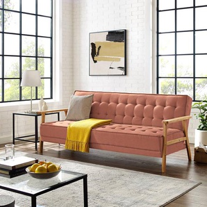 Schlafsofa MID CENTURY Orange Flachgewebe Sura 204 x 85 x 86cm mit Schlaffunktion Retro