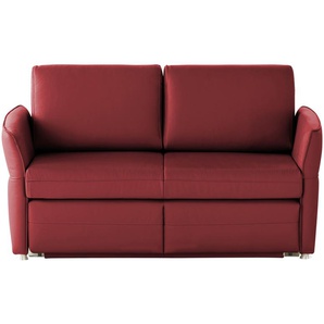 Schlafsofa mit Sitz- und Rückenbezug aus Echtleder Nancy ¦ rot ¦ Maße (cm): B: 160 H: 89 T: 85