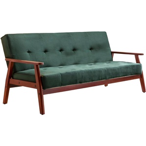 Schlafsofa SALESFEVER Sofas Gr. B/H/T: 190 cm x 81 cm x 85 cm, Samtoptik, 3-Sitzer, grün (tannengrün) Einzelsofas mit Relaxfunktion