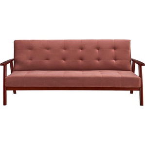 Schlafsofa SALESFEVER Sofas Gr. B/H/T: 190cm x 81cm x 85cm, Samtoptik, Samtvelours, rosa (rose) Mit 60Relax- und Schlaffunktion