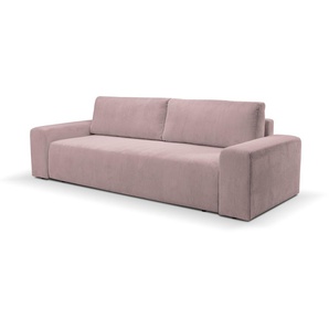 Schlafsofa WERK2 Hugo Sofas Gr. B/H/T: 257 cm x 85 cm x 102 cm, Cord, Schlaffunktion und Bettkasten, rosa (rose) Einzelsofas Design 2-Sitzer Sofa in Cord mit Schlaffunktion & Bettkasten