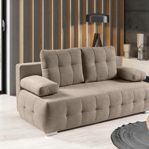 Schlafsofa WERK2 Indigo Sofas Gr. B/H/T: 205 cm x 90 cm x 95 cm, Lu x us-Microfaser weich, Mit Schlaffunktion & Bettkasten, grau (taupe) Einzelsofas 2-Sitzer Sofa und Schlafcouch mit Federkern & Bettkasten