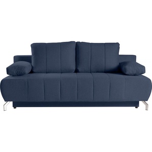 Schlafsofa WERK2 Troya, blau (dunkelblau), B:210cm H:95cm T:95cm, 100% Polyester, Sofas, 2-Sitzer Sofa und Schlafcouch mit Federkern & Bettkasten