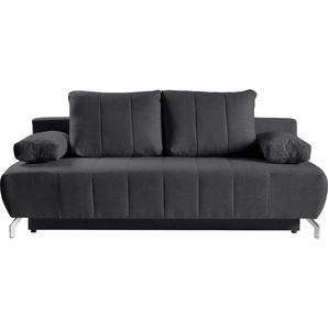 Schlafsofa WERK2 Troya Sofas Gr. B/H/T: 210 cm x 95 cm x 95 cm, Struktur weich, grau (anthrazit) Einzelsofas 2-Sitzer Sofa und Schlafcouch mit Federkern & Bettkasten