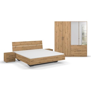 Schlafzimmer-Set RAUCH Challenger Schlafzimmermöbel-Sets Gr. Schrank 4-trg. Höhe 210cm + ohne Matratze, B/H: 180 cm x 200 cm, braun (eiche artisan) Komplett Schlafzimmer Schrank mit Spiegel in 2 Breiten, Bett 3 Breiten und Nachttische