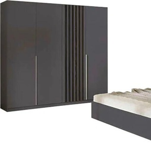 Schlafzimmer-Set RAUCH Lamella Schlafzimmermöbel-Sets Gr. H: 210cm, ohne Matratze, B/H: 160cm x 200cm, grau (graumetallic/black oak) mit eleganter Lamellenabsetzung