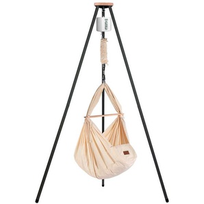 Schmusewolke Federwiege Set inkl. Tipi-Gestell und Motor, Anthrazit, Beige, Metall, Kunststoff, Textil, Höhe ca. 4 cm, 150x224x150 cm, Feder mit Sicherheitsseil, Babymöbel, Babybetten, Stubenwagen & Wiegen, Federwiegen