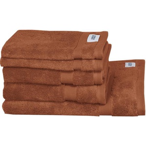 Schöner Wohnen Frottierset SW-Cuddly, Braun, Kupfer, Rost, Rotbraun, Textil, 5-teilig, Uni, Oeko-Tex® Standard 100, saugfähig, Aufhängeschlaufe, angenehm weich, hochwertige Qualität, schnelltrocknend, Badtextilien, Handtücher