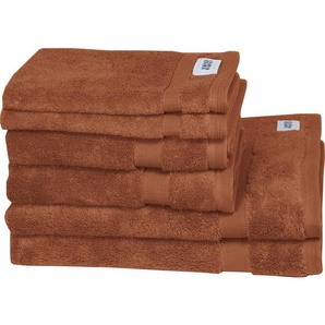 Schöner Wohnen Frottierset SW-Cuddly, Braun, Kupfer, Rost, Rotbraun, Textil, 6-teilig, Uni, Oeko-Tex® Standard 100, saugfähig, Aufhängeschlaufe, angenehm weich, hochwertige Qualität, schnelltrocknend, Badtextilien, Handtücher