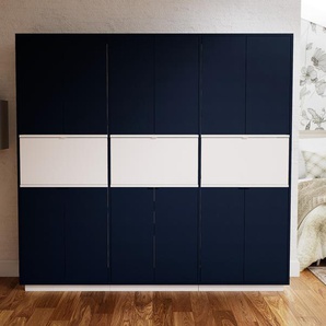 Schrank Blau - Moderner Schrank: Schubladen in Weiß & Türen in Blau - Hochwertige Materialien - 226 x 200 x 47 cm, konfigurierbar