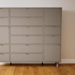 Schrank Grau - Moderner Schrank: Schubladen in Grau & Türen in Grau - Hochwertige Materialien - 154 x 129 x 34 cm, konfigurierbar