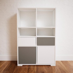 Schrank Weiß - Moderner Schrank: Schubladen in Weiß & Türen in Grau - Hochwertige Materialien - 79 x 119 x 34 cm, konfigurierbar