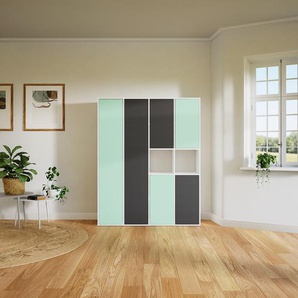 Schrank Weiß - Moderner Schrank: Türen in Mint - Hochwertige Materialien - 156 x 194 x 47 cm, Selbst zusammenstellen