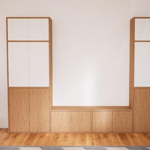 Schrankwand Eiche - Moderne Wohnwand: Türen in Eiche - Hochwertige Materialien - 264 x 194 x 34 cm, Konfigurator